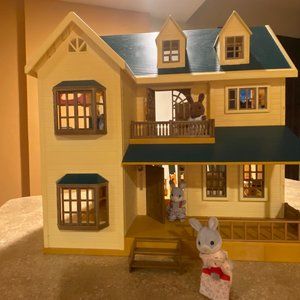 Calico Critters furnished home with two families